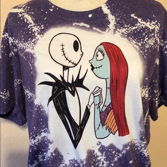 Whiskey Kiss Tops - Nightmare Before Christmas Bleach Dye Graphic Tee